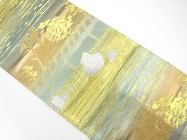 アンティーク　枯山水模様織り出し袋帯（材料）